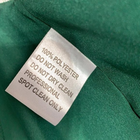 VTG Green Short High Lo Asymmetrical Embroidered Retro Formal Dress Gown - Picture 10 of 11